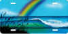 rainbow over waves airbrushed novelty license tag