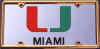 University of Miami mirrored license tag